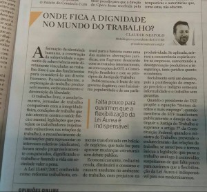 Reprodução do artigo na ZH desta quarta-feira, dia 15