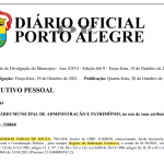 Publicação da nomeação de Farias no Diário Oficial de Porto Alegre, em outubro do ano passado
