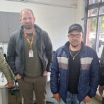 O presidente, José Airton, e o diretor Marcos, à direita, com os responsáveis pelo contrato, Jean Charles e Daniel