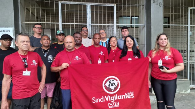 Protesto do sindicato e vigilantes na Fasc, em janeiro