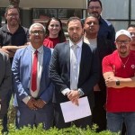 Coordernador de Controle de Serviços da PF, ao centro, recebeu dirigentes da CNTV e sindicatos