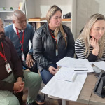 Assessora jurídica Paula Rossi, diretora Cristilorem Luz, diretores Sílvio Ravanel Jr. e Fabiano Sanhudo, na audiência virtual de mediação